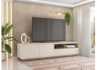 MEUBLE TV ISIS 2 PTS 2 TIRS OFF WHITE / HONEY