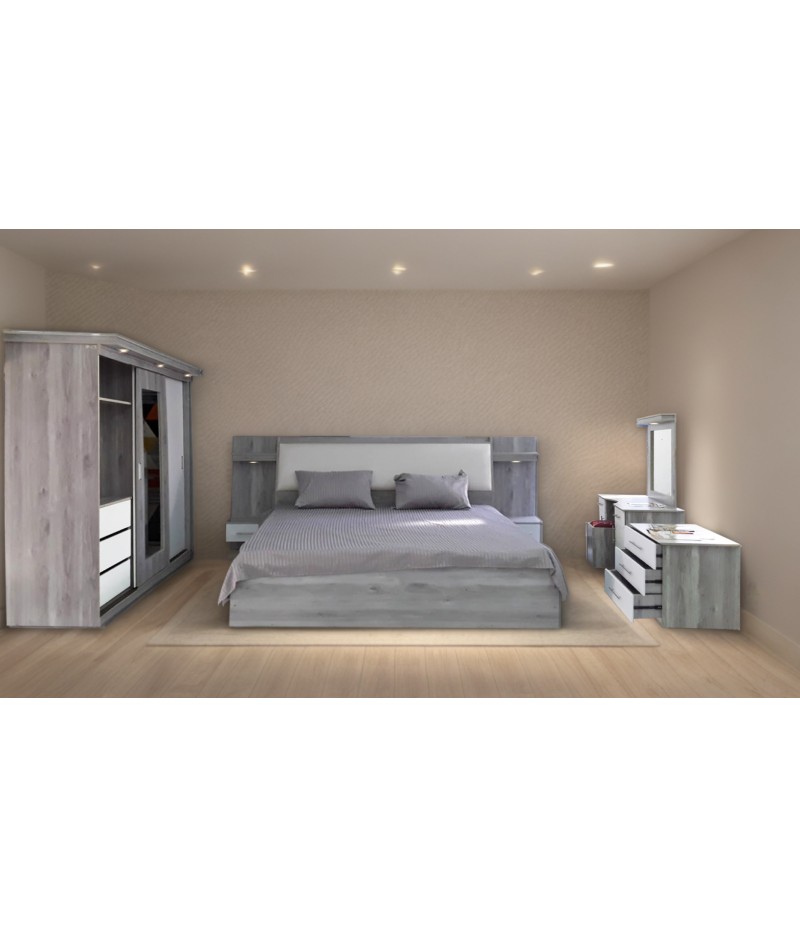 BED PRESTON 6'0 INC SIDE TABLE ROYAL DARK GREY (2